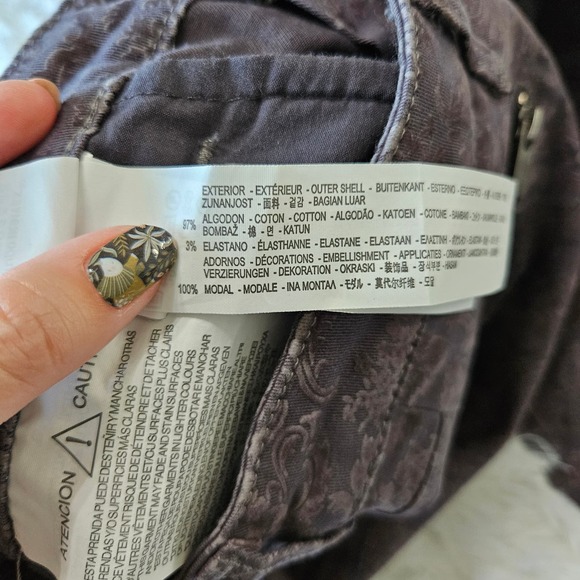 Zara Woman Slim Fit Gray‎ Jacquard Floral Mid Rise Pant. Size 4 - Picture 10 of 12
